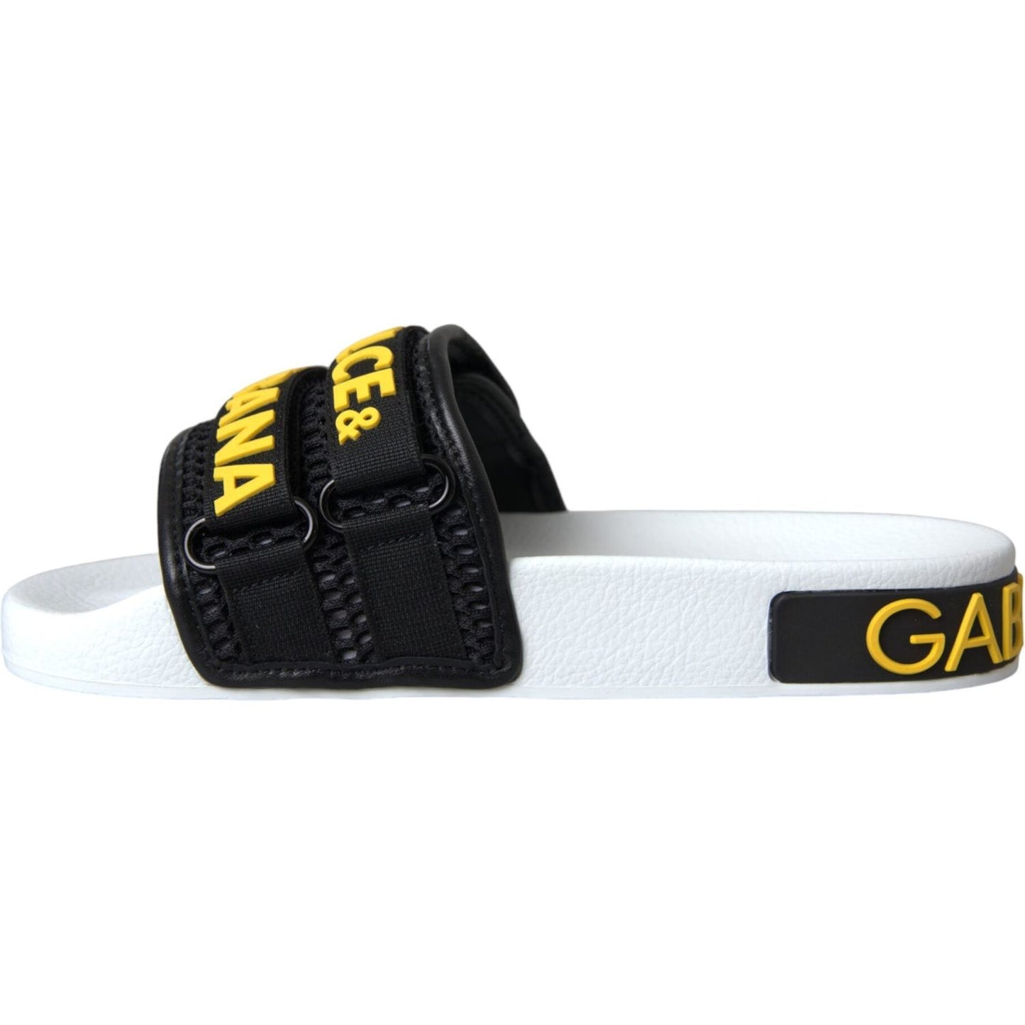 Dolce & Gabbana White Black Logo Beachwear Flats Sandals Shoes Dolce & Gabbana Black