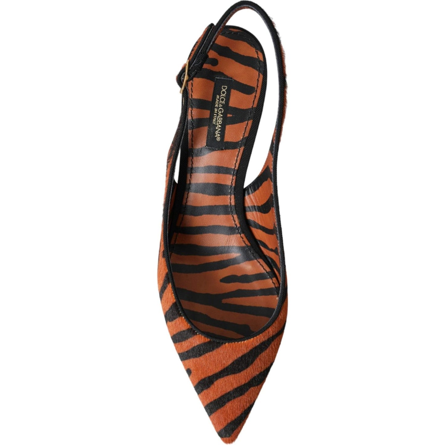Dolce & Gabbana Black Orange Zebra Leather Slingbacks Shoes Dolce & Gabbana Dark Slate Gray