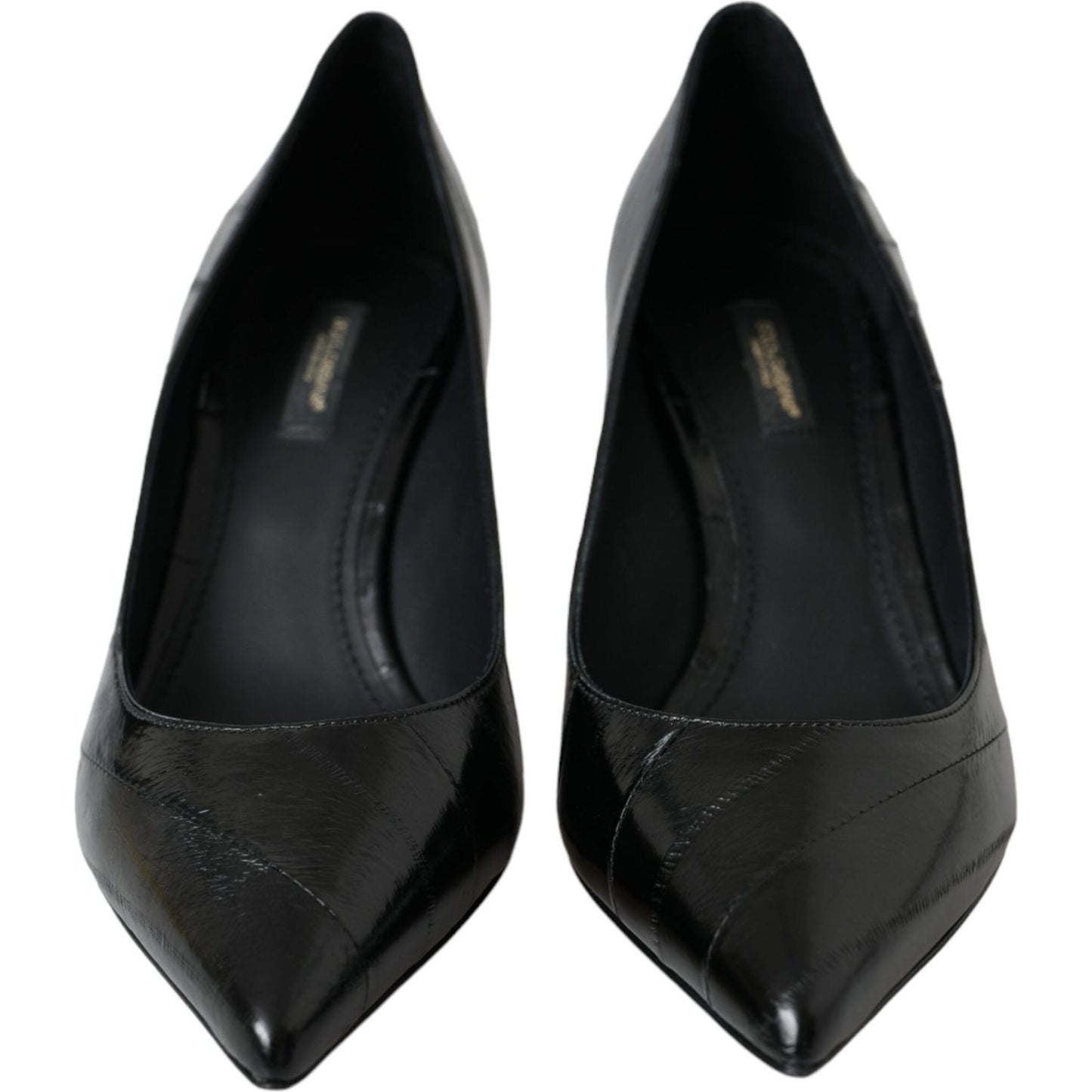 Dolce & Gabbana Black Eel Leather Kitten Heels Pumps Shoes Dolce & Gabbana Black