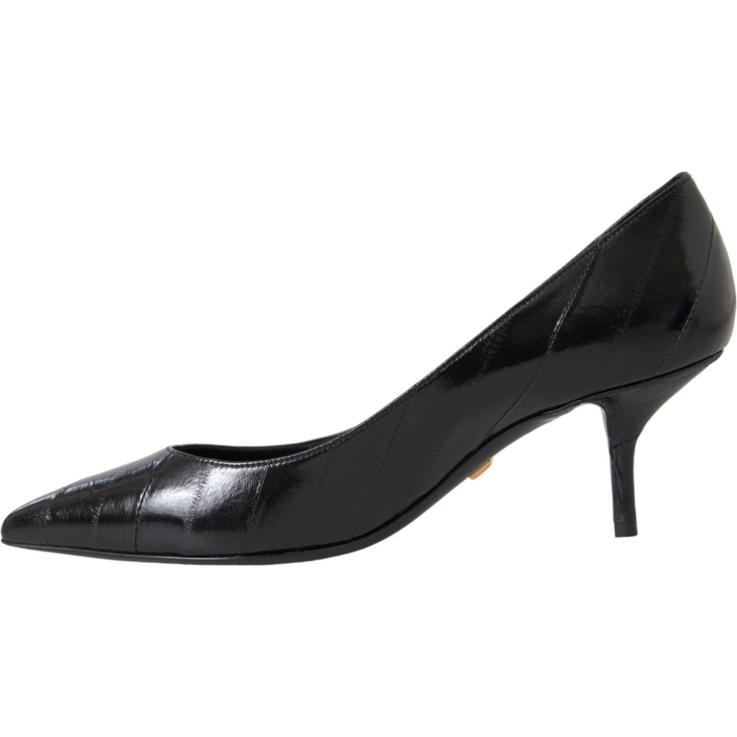Dolce & Gabbana Black Eel Leather Kitten Heels Pumps Shoes Dolce & Gabbana Dark Slate Gray