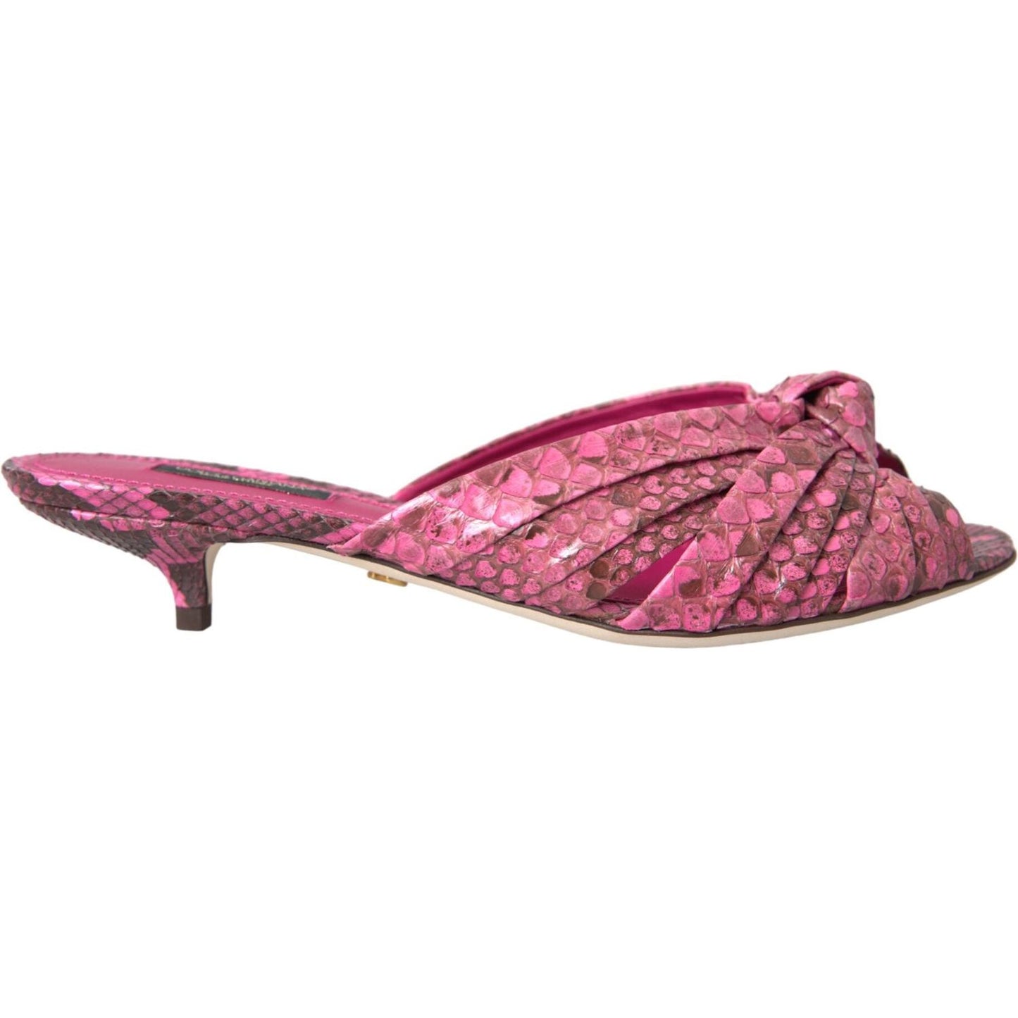 Dolce & Gabbana Pink Exotic Leather Kitten Heels Slides Shoes Dolce & Gabbana Rosy Brown