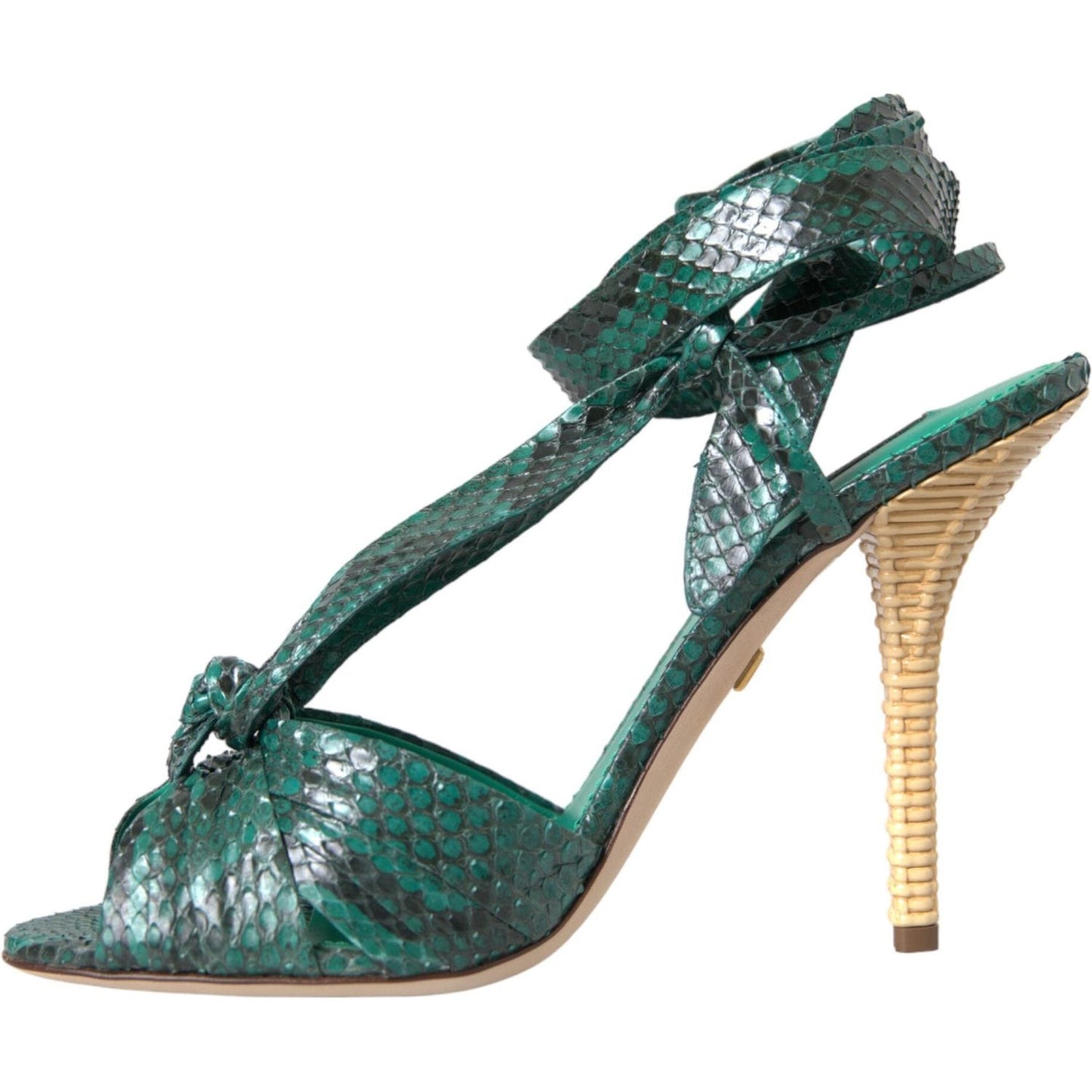 Dolce & Gabbana Green Exotic Leather Heels Sandals Shoes Dolce & Gabbana Dark Slate Gray
