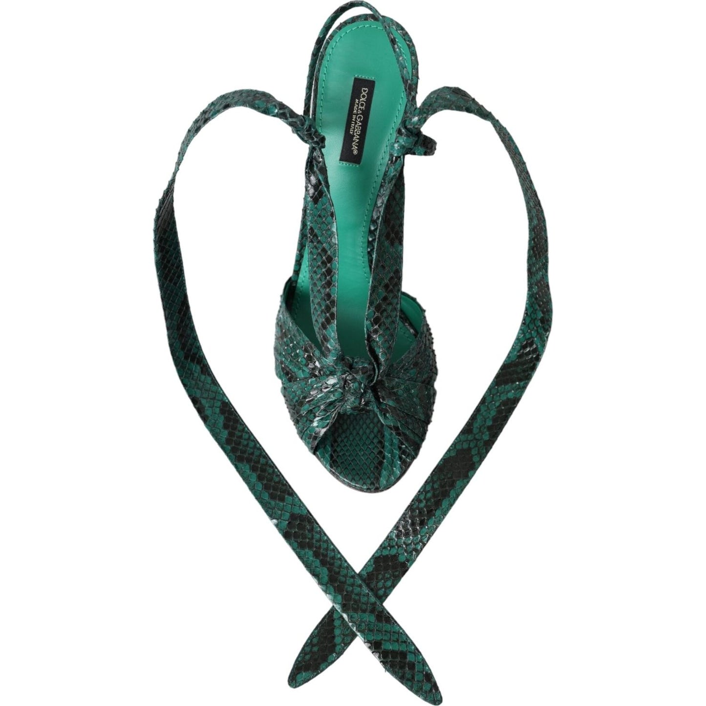 Dolce & Gabbana Green Exotic Leather Heels Sandals Shoes Dolce & Gabbana Dark Slate Gray