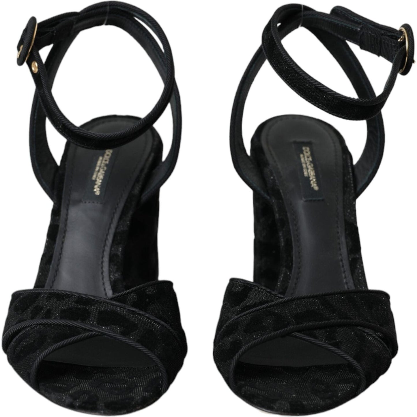 Dolce & Gabbana Black Leopard Suede Heels Sandals Shoes Dolce & Gabbana Black