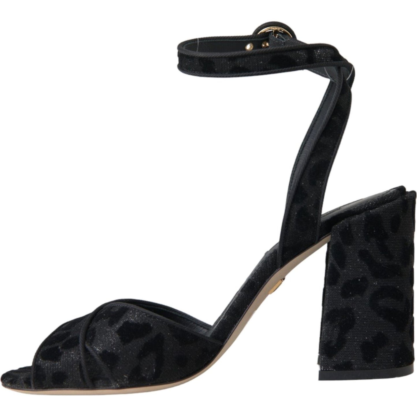 Dolce & Gabbana Black Leopard Suede Heels Sandals Shoes Dolce & Gabbana Black
