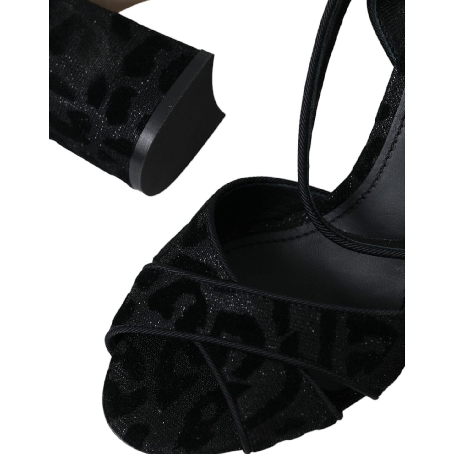 Dolce & Gabbana Black Leopard Suede Heels Sandals Shoes Dolce & Gabbana Black
