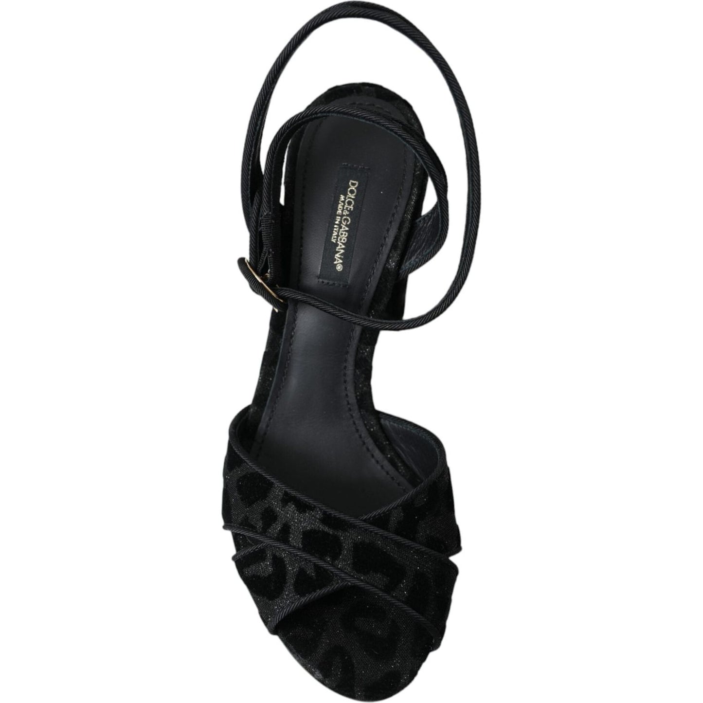 Dolce & Gabbana Black Leopard Suede Heels Sandals Shoes Dolce & Gabbana Black