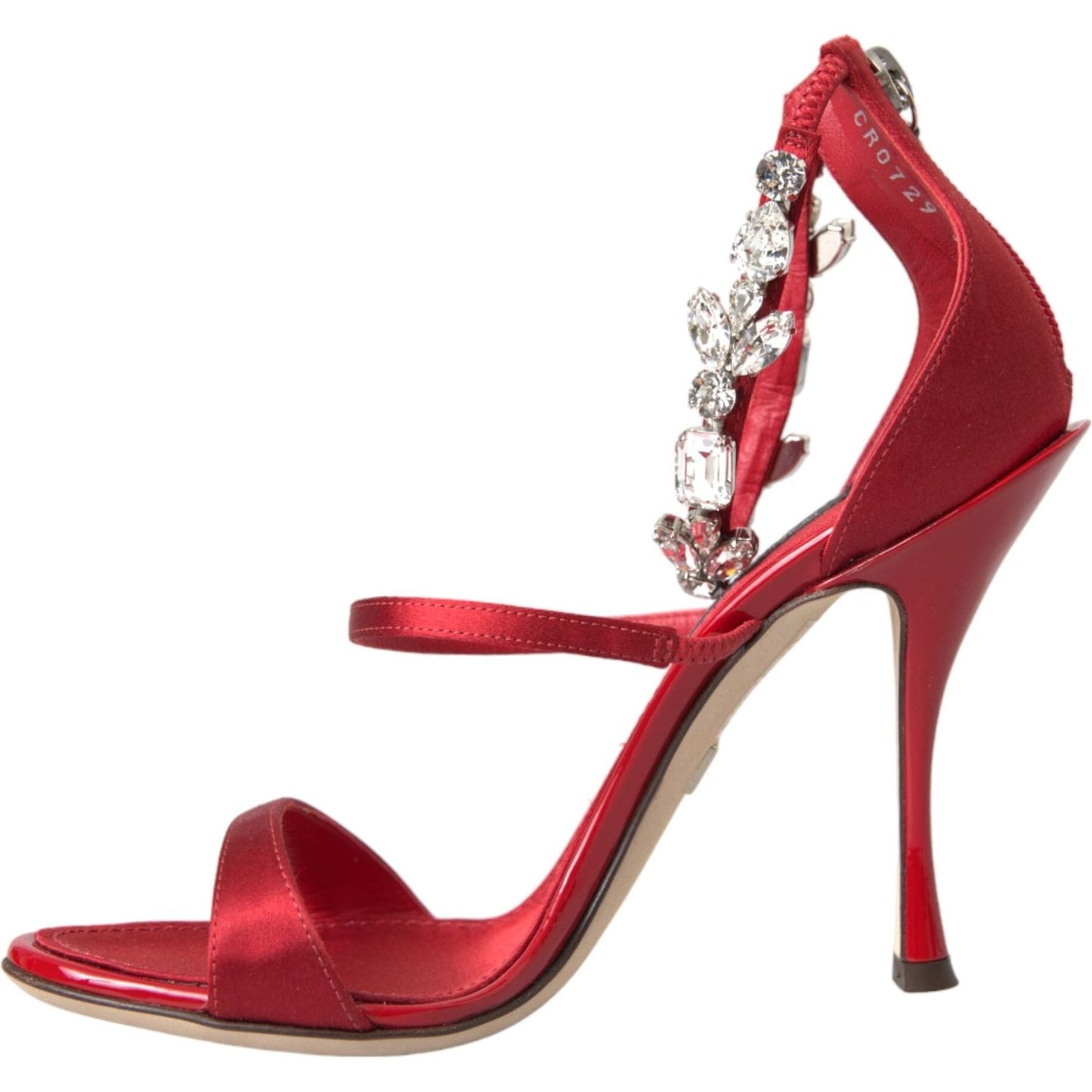Dolce & Gabbana Red Keira Satin Crystals Sandals Heels Shoes Dolce & Gabbana Brown