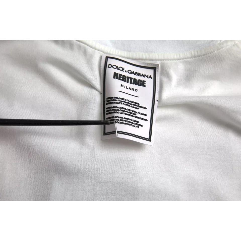Dolce & Gabbana White Lion Crown Logo Cotton Crewneck T-shirt Dolce & Gabbana Light Gray