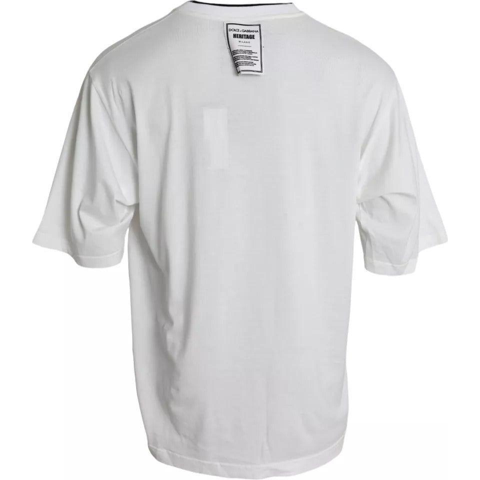 Dolce & Gabbana White Lion Crown Logo Cotton Crewneck T-shirt Dolce & Gabbana Light Gray
