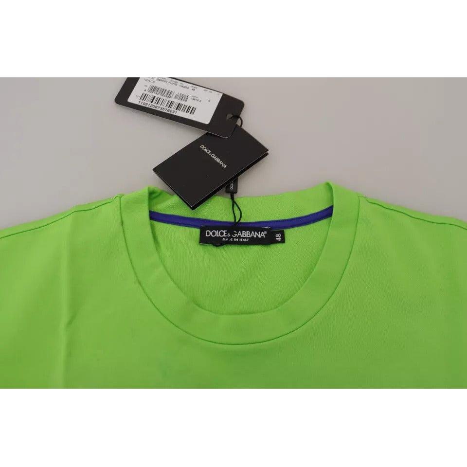 Dolce & Gabbana Green Cotton DG CHANNEL Top T-shirt Dolce & Gabbana Yellow Green