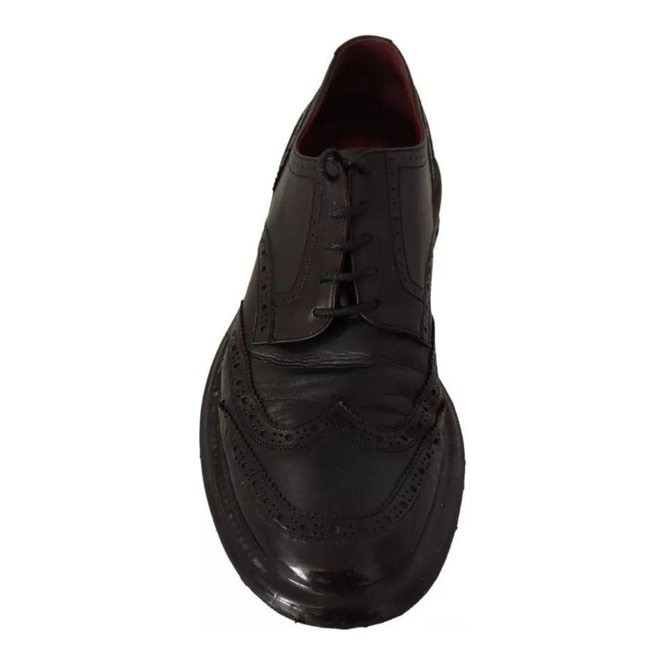 Dolce & Gabbana Black Leather Brogue Oxford Dress Shoes MV4250-42.5