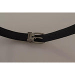 Dolce & Gabbana Black Velvet Silver Tone Metal Buckle Belt BEL8647-85