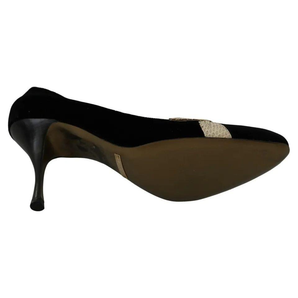 Dolce & Gabbana Black Velvet Ayers High Heels Pumps Shoes Dolce & Gabbana Black