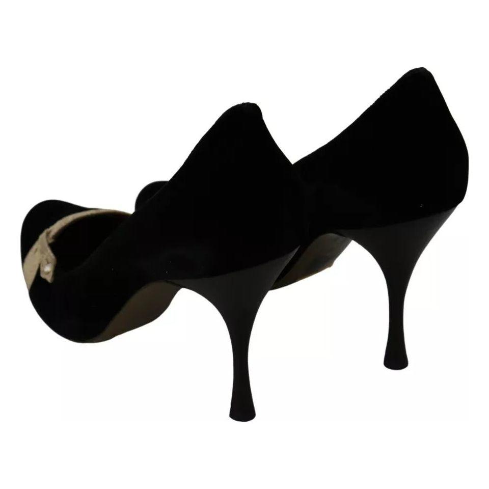 Dolce & Gabbana Black Velvet Ayers High Heels Pumps Shoes Dolce & Gabbana Black