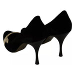 Dolce & Gabbana Black Velvet Ayers High Heels Pumps Shoes LA7372-39