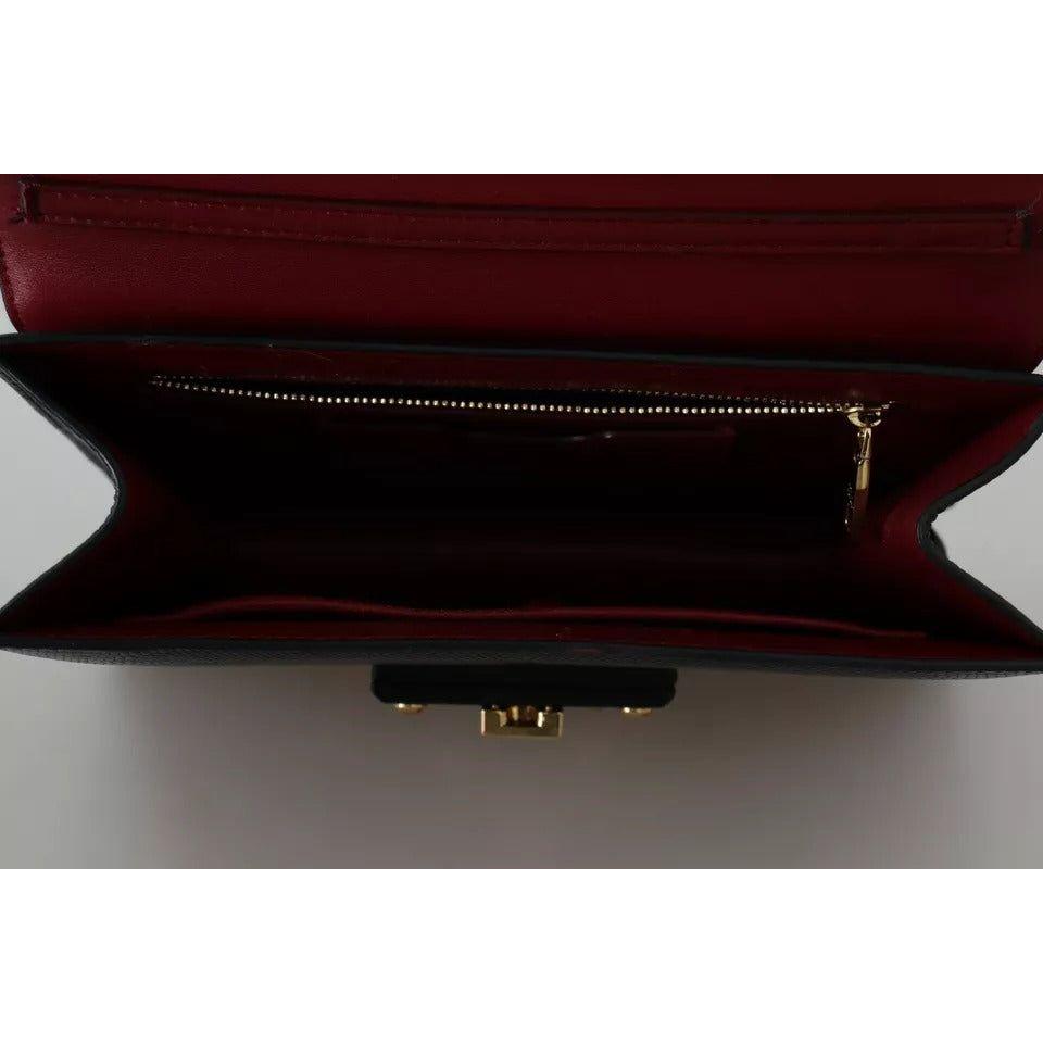 Dolce & Gabbana Black Leather Gold Metal Mini Women Purse Bag Lucia Wallet VAS12392