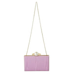Dolce & Gabbana Pink Silk Gold Frame Clutch Evening Party Purse Bag