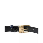 Dolce & Gabbana Blue Leather Gold Metal Buckle Men Belt