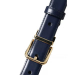 Dolce & Gabbana Blue Leather Gold Metal Buckle Men Belt