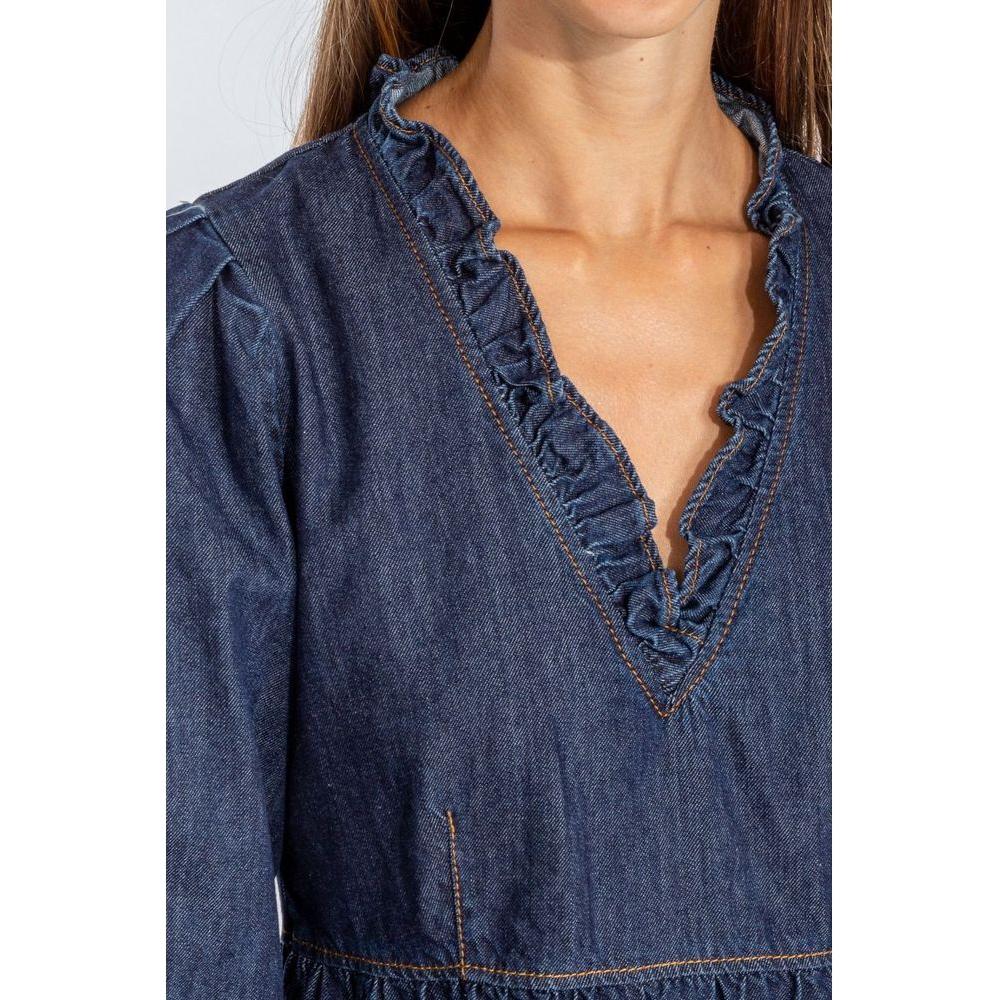 Love Moschino Elegant Dark Blue Denim Flare Dress Love Moschino Dark Slate Gray