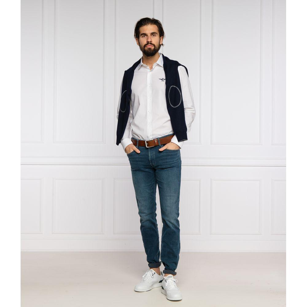 Aeronautica Militare White Cotton Men's Shirt Aeronautica Militare Light Gray