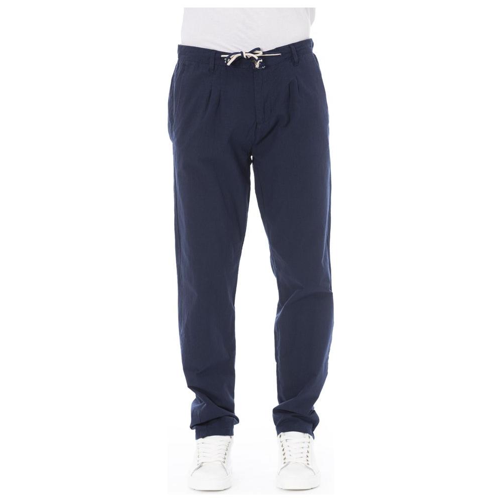 Baldinini Trend Blue Cotton Men Chino Trouser Baldinini Trend Dark Slate Gray