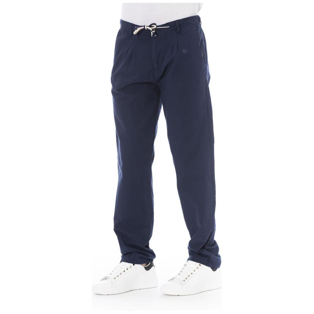 Baldinini Trend Blue Cotton Men Chino Trouser Baldinini Trend White Smoke