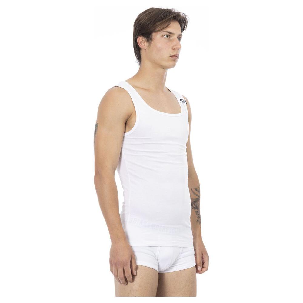 Bikkembergs White Cotton Men's Tank Top Bikkembergs Light Gray
