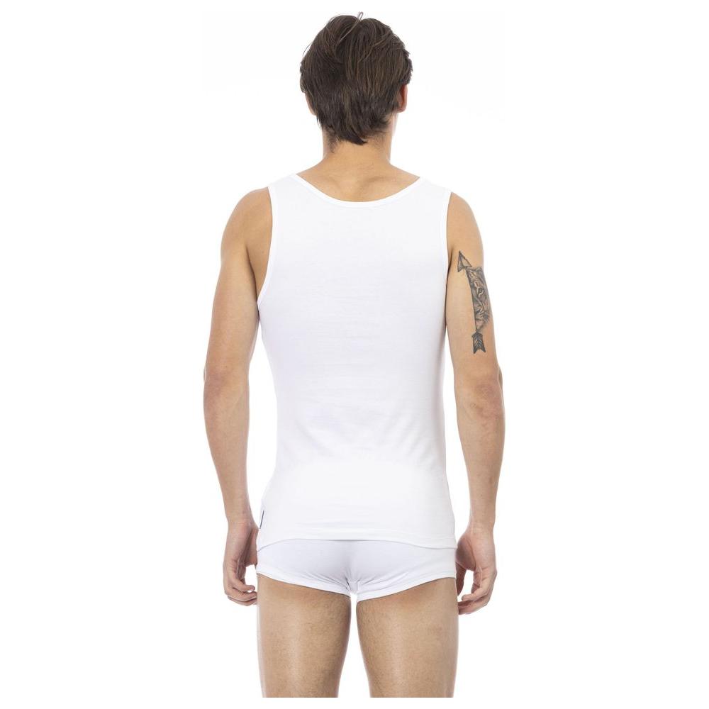 Bikkembergs White Cotton Men's Tank Top Bikkembergs Antique White