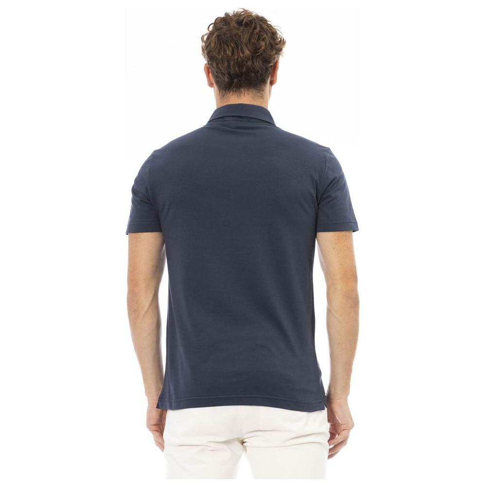 Baldinini Trend Blue Cotton Men Polo Baldinini Trend Dark Slate Gray