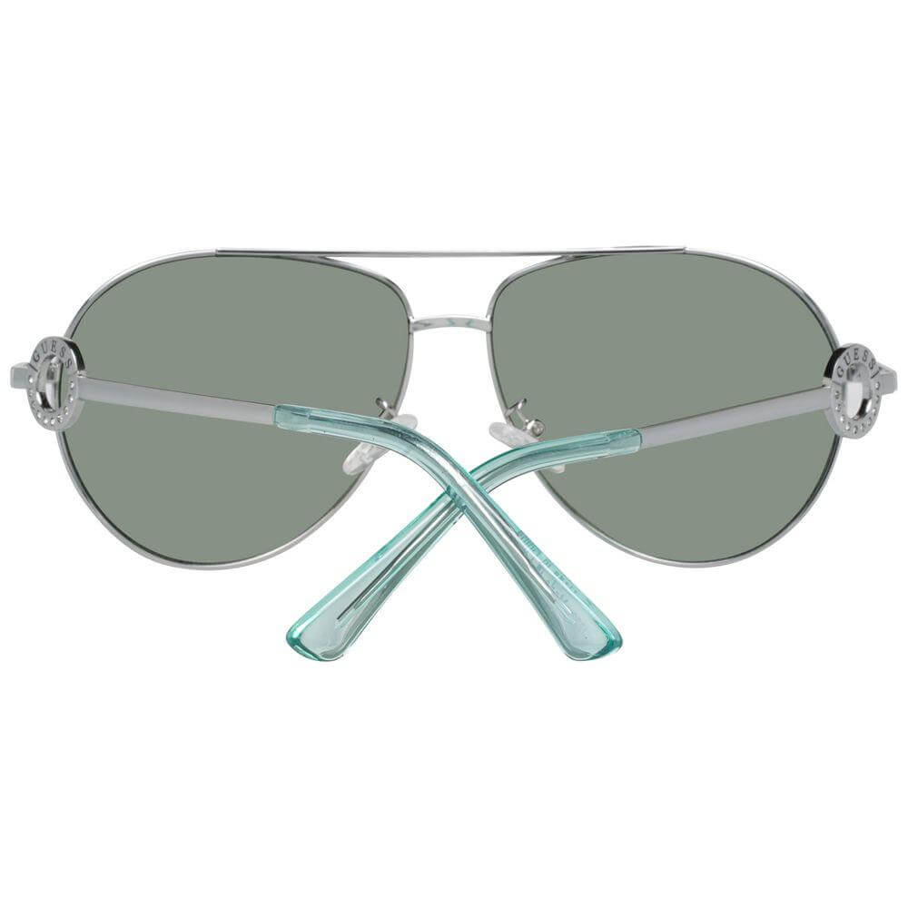 Guess Silver Women's Aviator Sunglasses with Grey Lenses, Metal Full-Rim Frame, 100% UVA & UVB Protection
