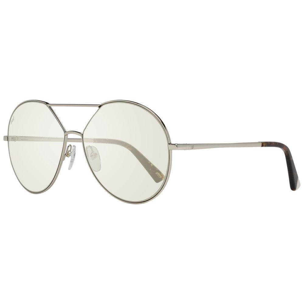Web Gold butterfly sunglasses for women with gold metal frame and green mirrored lenses, offering 100% UVA & UVB protection.