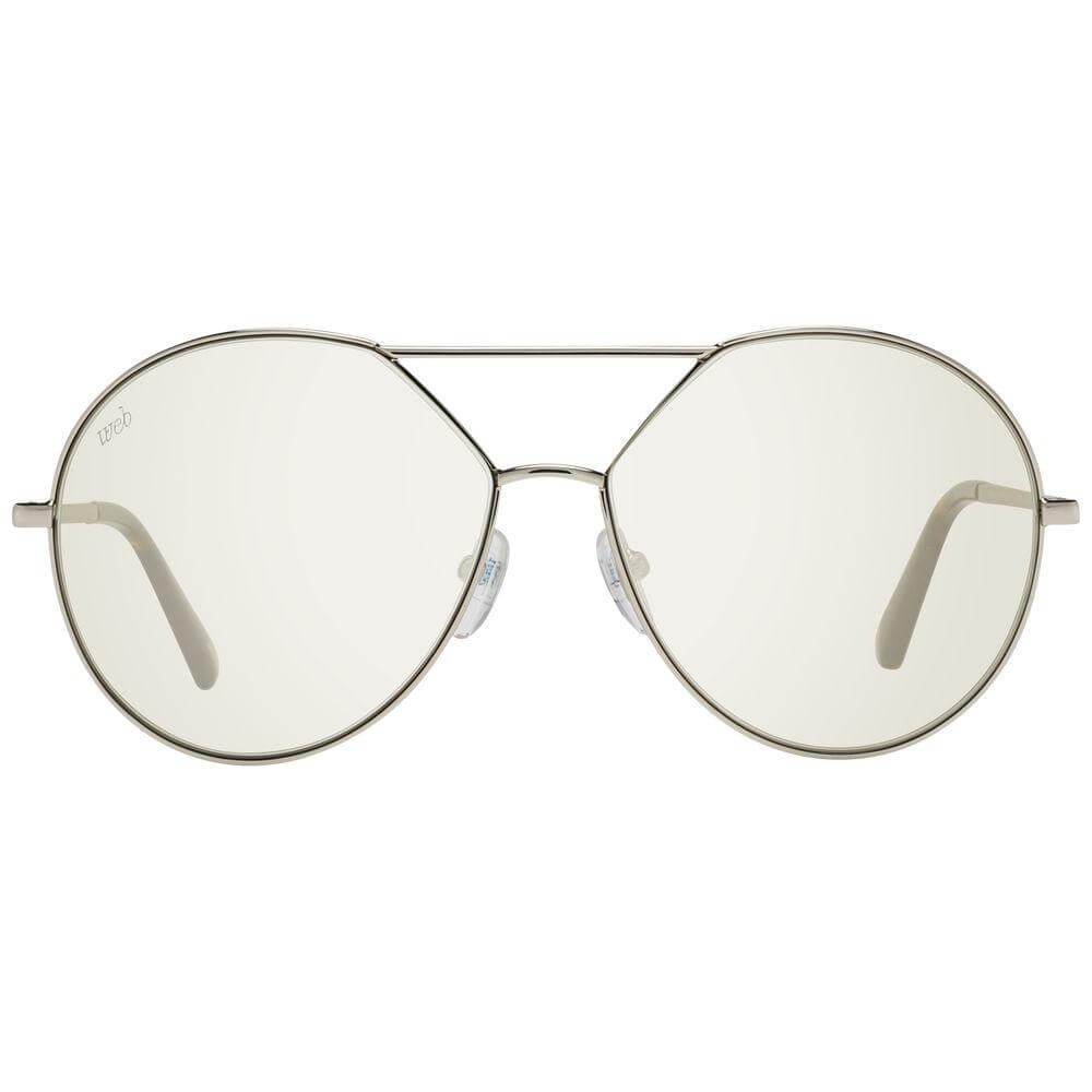 Gold metal butterfly style women's sunglasses with green mirrored lenses and UVA/UVB protection, includes branded case.