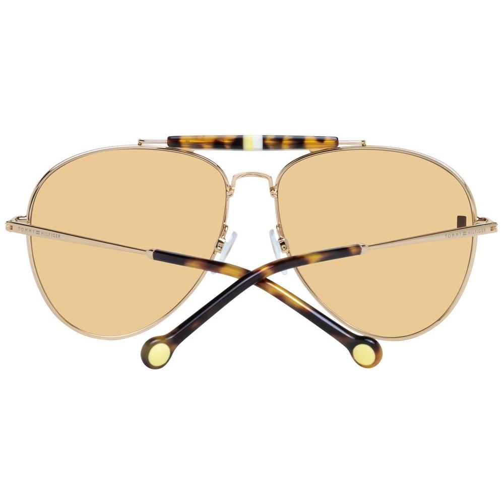 Tommy Hilfiger Gold Aviator Sunglasses for Women with Gradient Brown Lenses and Full-Rim Metal Frame, 100% UVA & UVB Protection