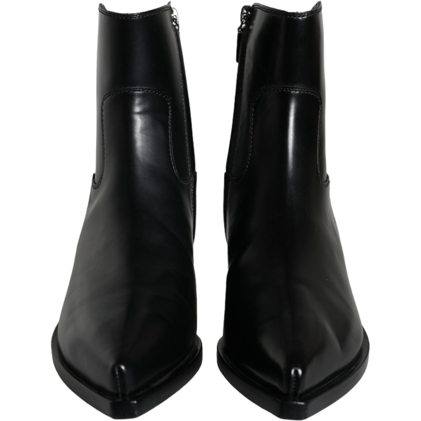 Dolce & Gabbana Black Leather Ankle Boots Booties Shoes Dolce & Gabbana Black