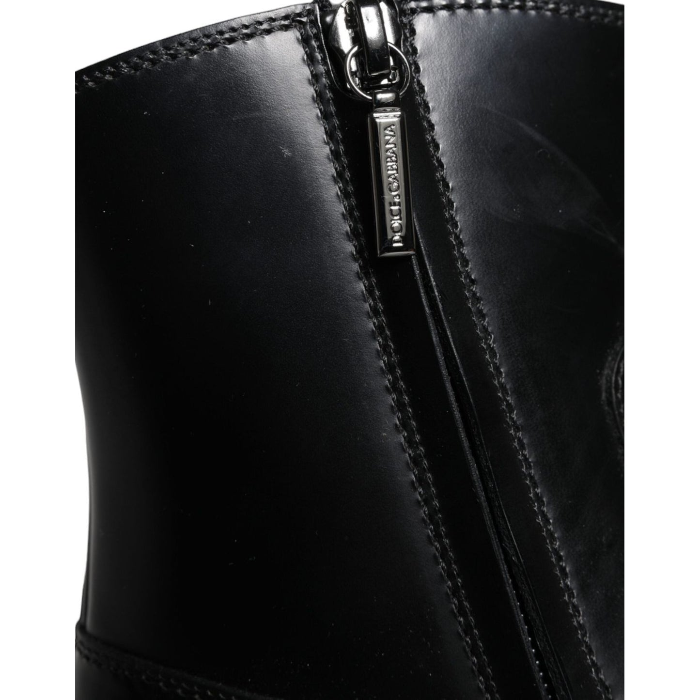 Dolce & Gabbana Black Leather Ankle Boots Booties Shoes Dolce & Gabbana Black