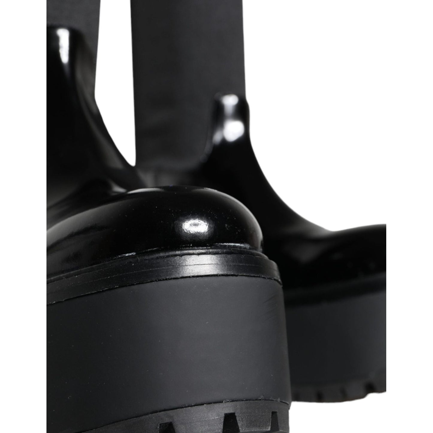 Dolce & Gabbana Black Leather Jersey Knee High Boots Shoes Dolce & Gabbana Dark Slate Gray