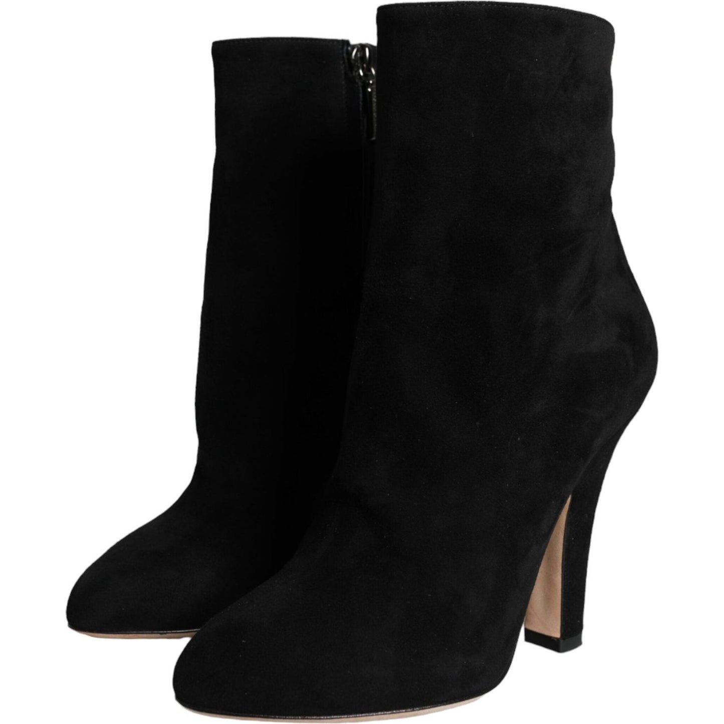 Dolce & Gabbana Black Suede Leather Mid Calf Boots Shoes Dolce & Gabbana Black