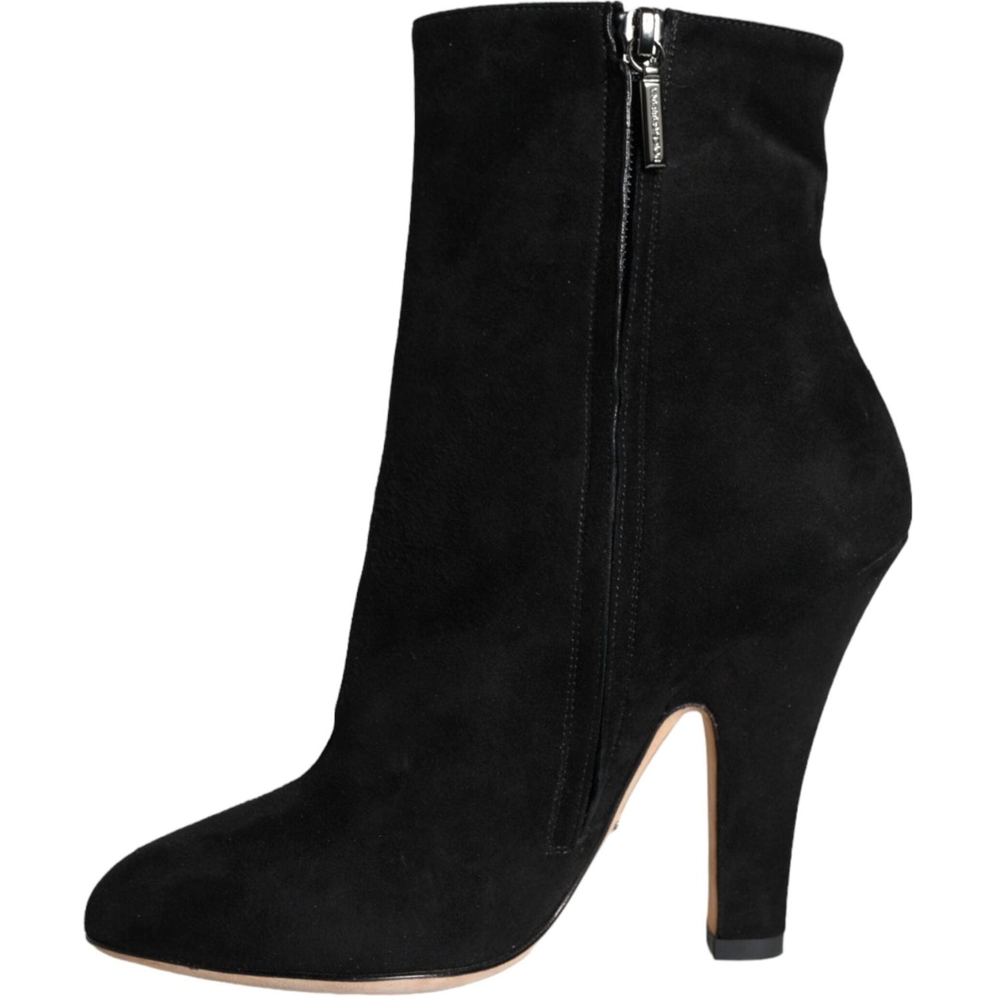 Dolce & Gabbana Black Suede Leather Mid Calf Boots Shoes Dolce & Gabbana Black