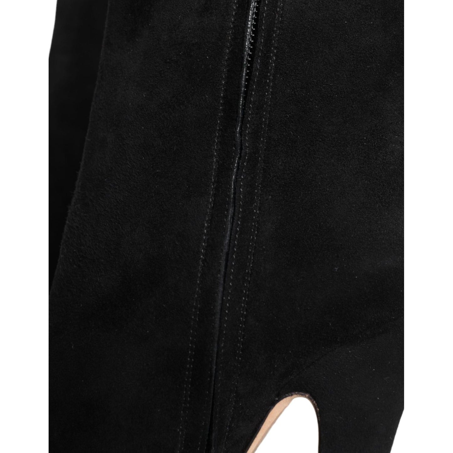 Dolce & Gabbana Black Suede Leather Mid Calf Boots Shoes Dolce & Gabbana Black