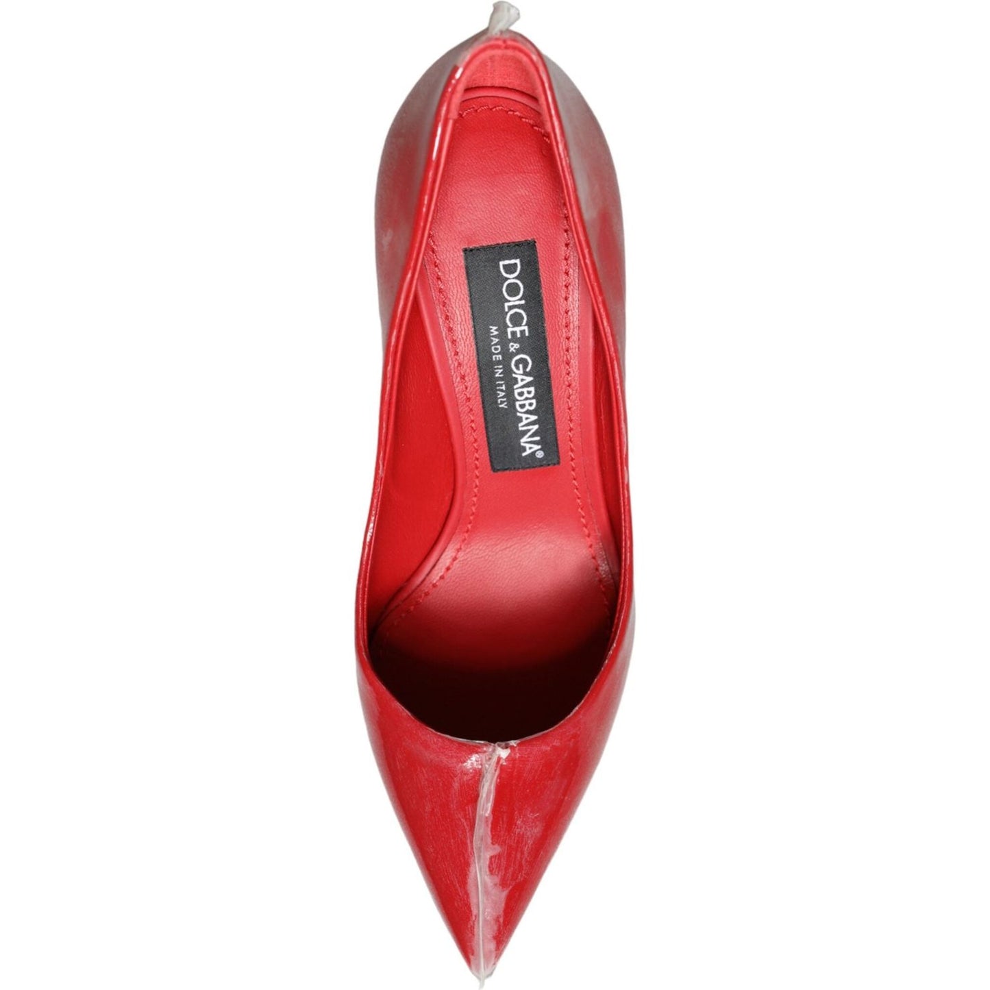 Dolce & Gabbana Red Patent Leather Faux Pearl Heels Pumps Shoes Dolce & Gabbana Maroon
