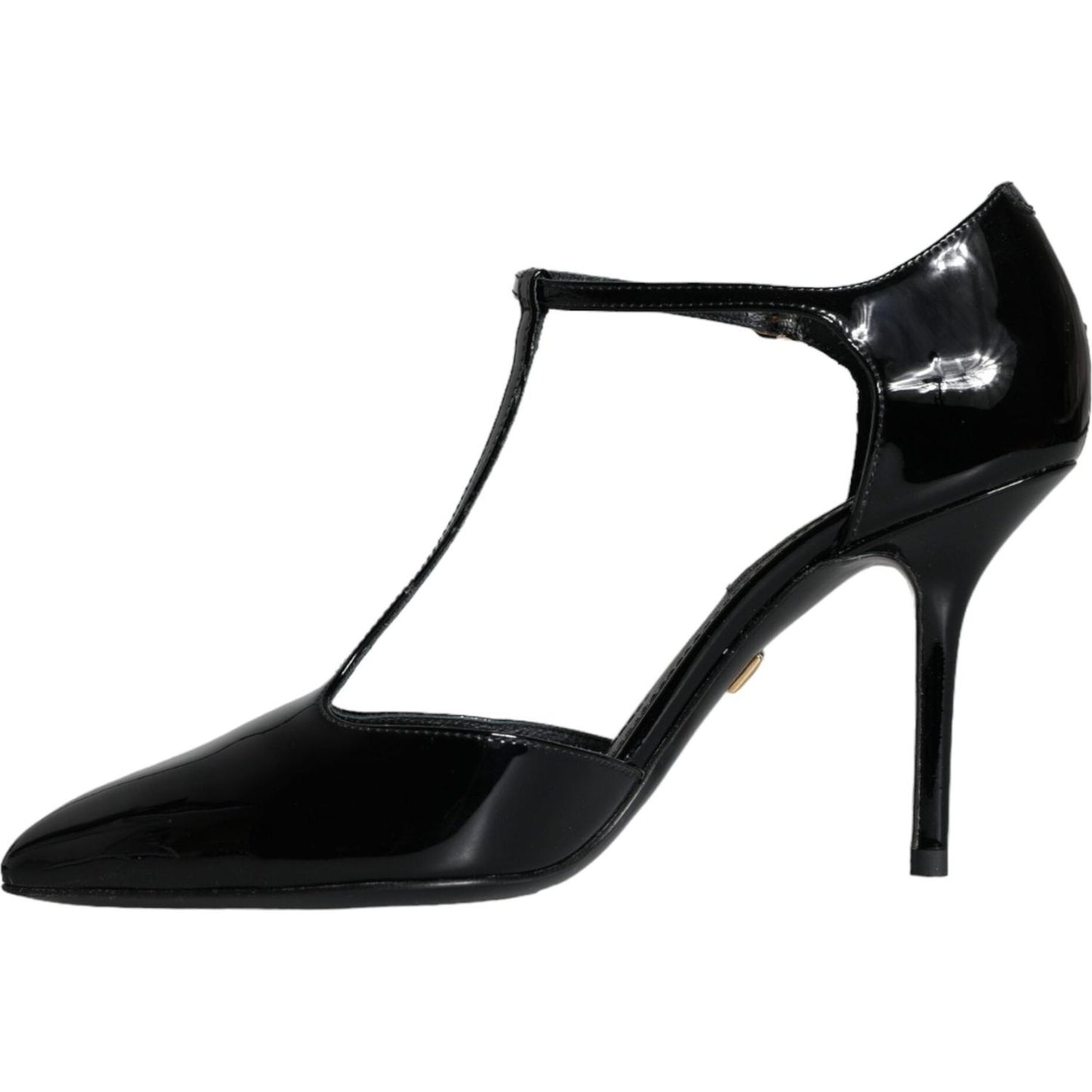Dolce & Gabbana Black Leather T-strap Stiletto High Heels Shoes Dolce & Gabbana Black