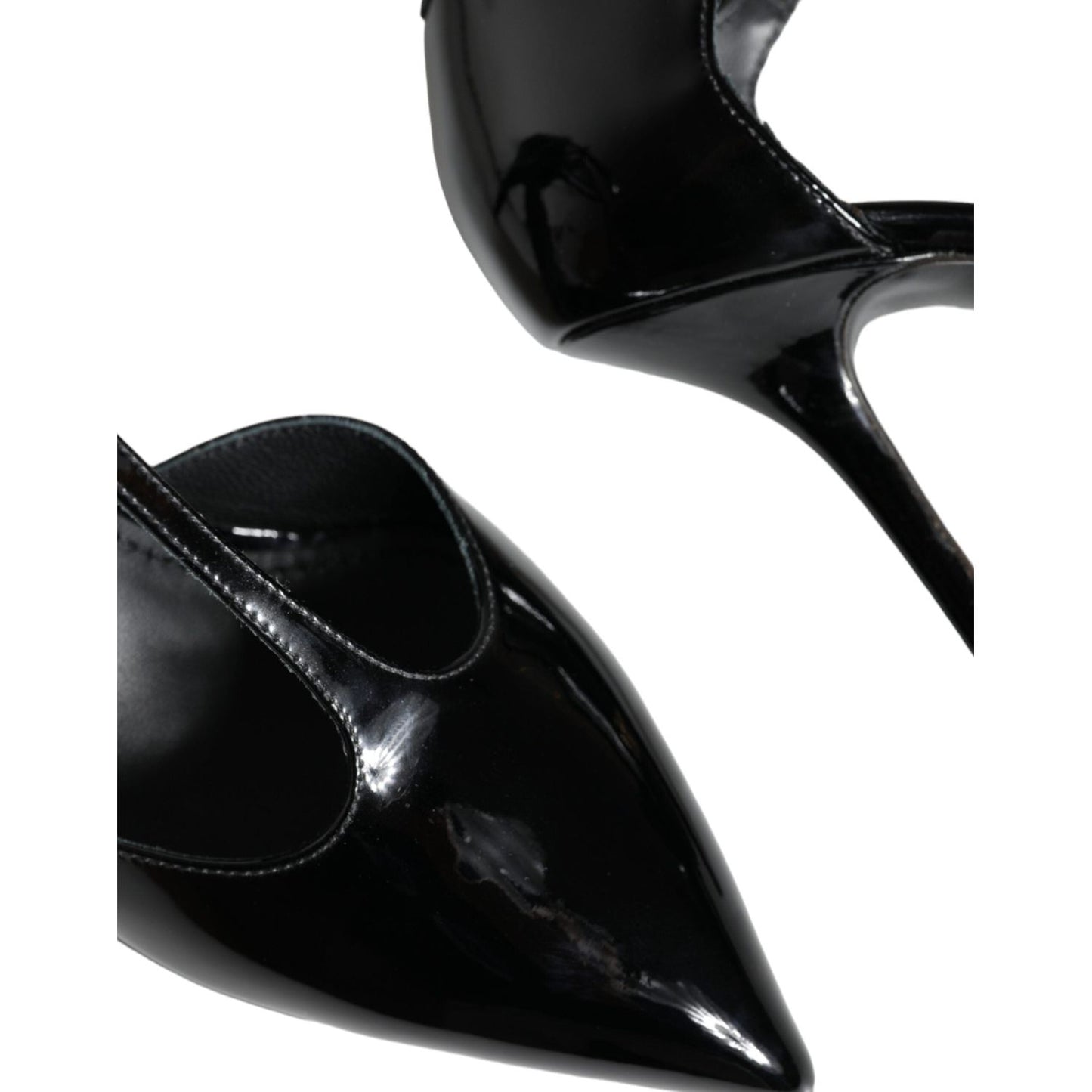 Dolce & Gabbana Black Leather T-strap Stiletto High Heels Shoes Dolce & Gabbana Black