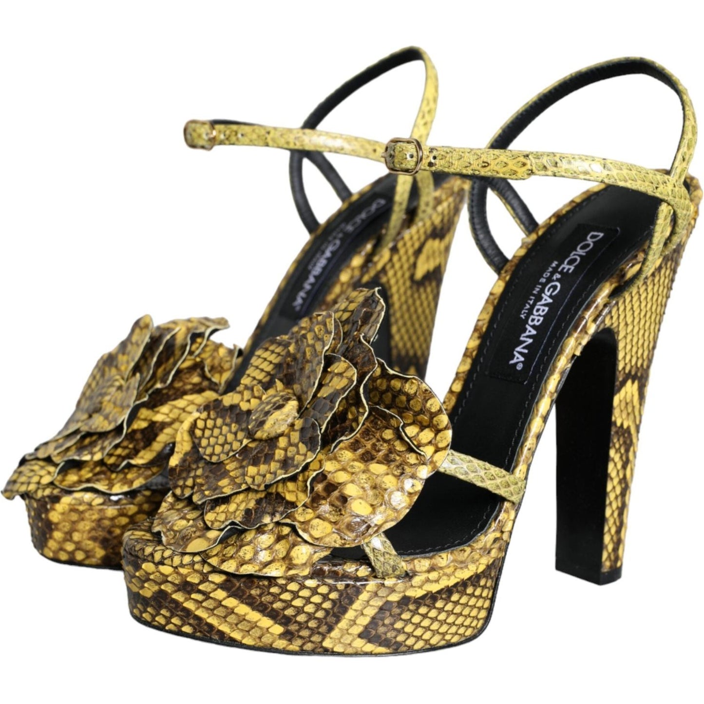 Dolce & Gabbana Yellow Exotic Leather Ankle Strap Heels Sandals Shoes Dolce & Gabbana Dark Slate Gray