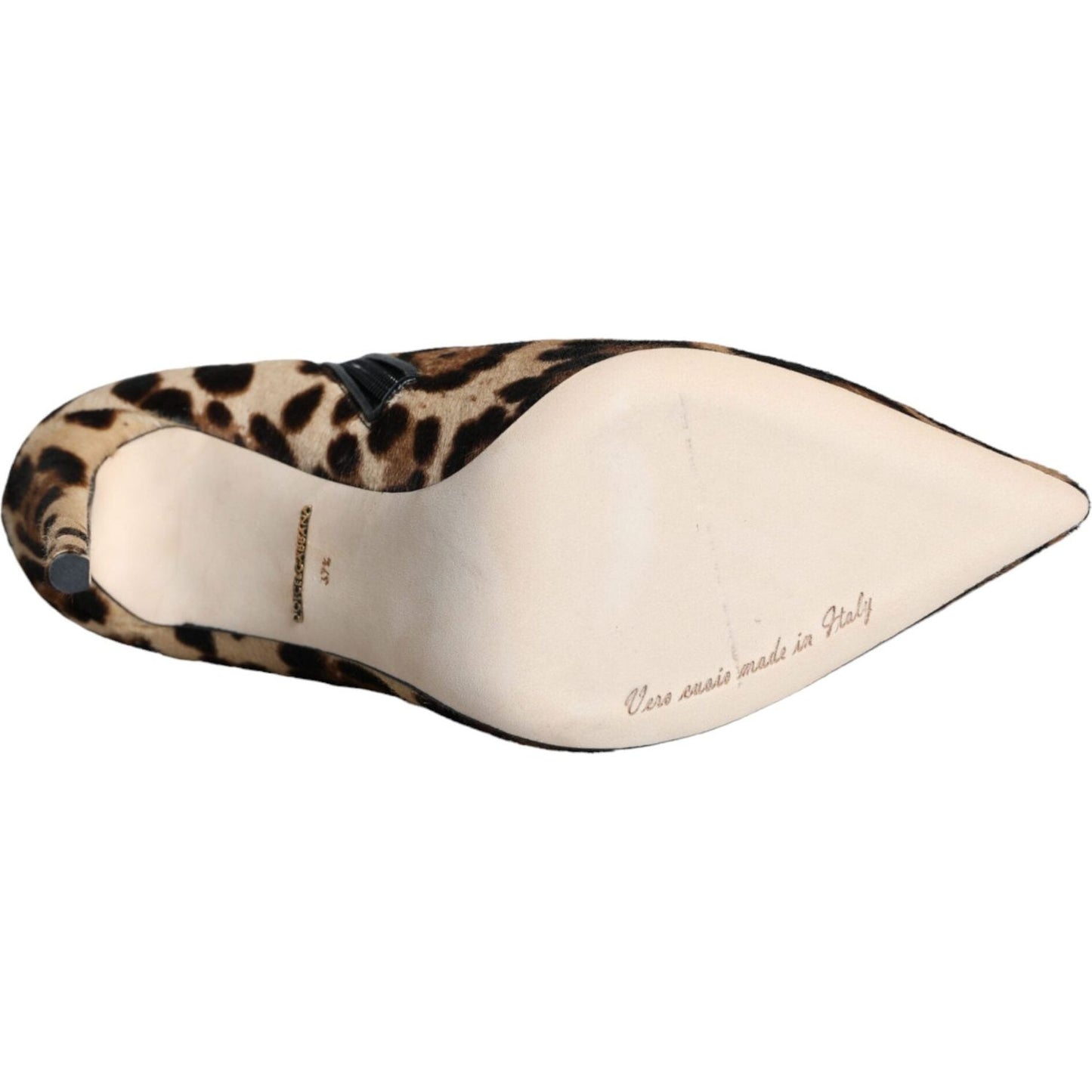 Dolce & Gabbana Brown Leopard Calf Fur Heels Ankle Boots Shoes Dolce & Gabbana Light Gray