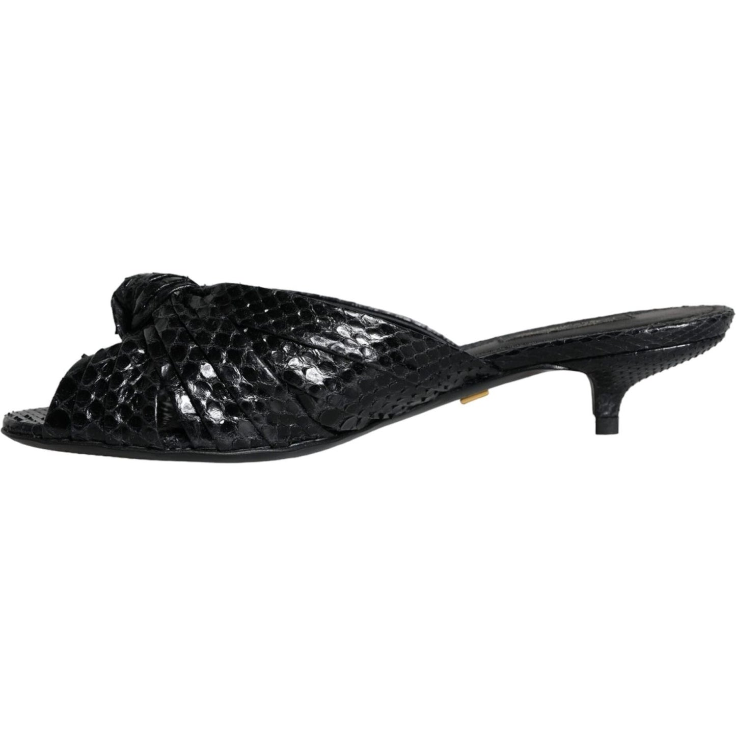 Dolce & Gabbana Black Leather Heels Slides Sandals Shoes Dolce & Gabbana Black