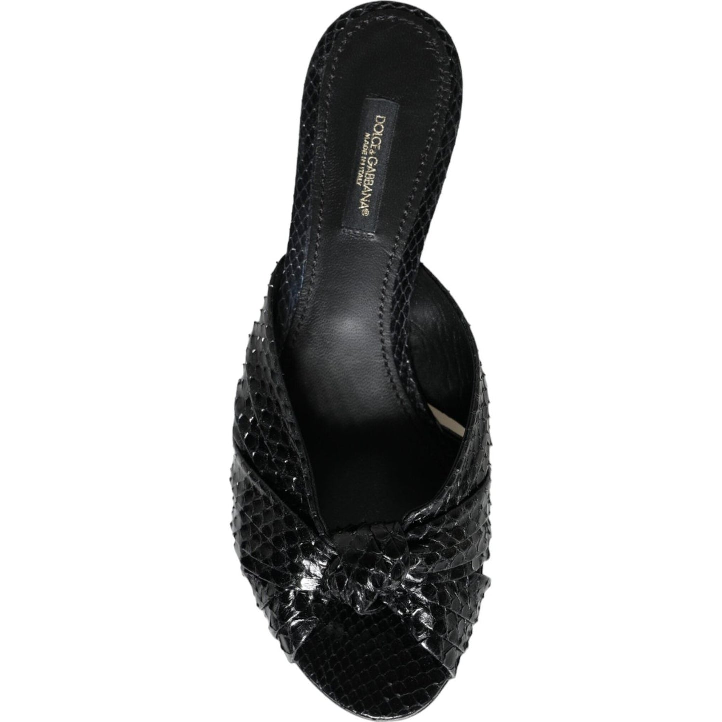 Dolce & Gabbana Black Leather Heels Slides Sandals Shoes Dolce & Gabbana Black
