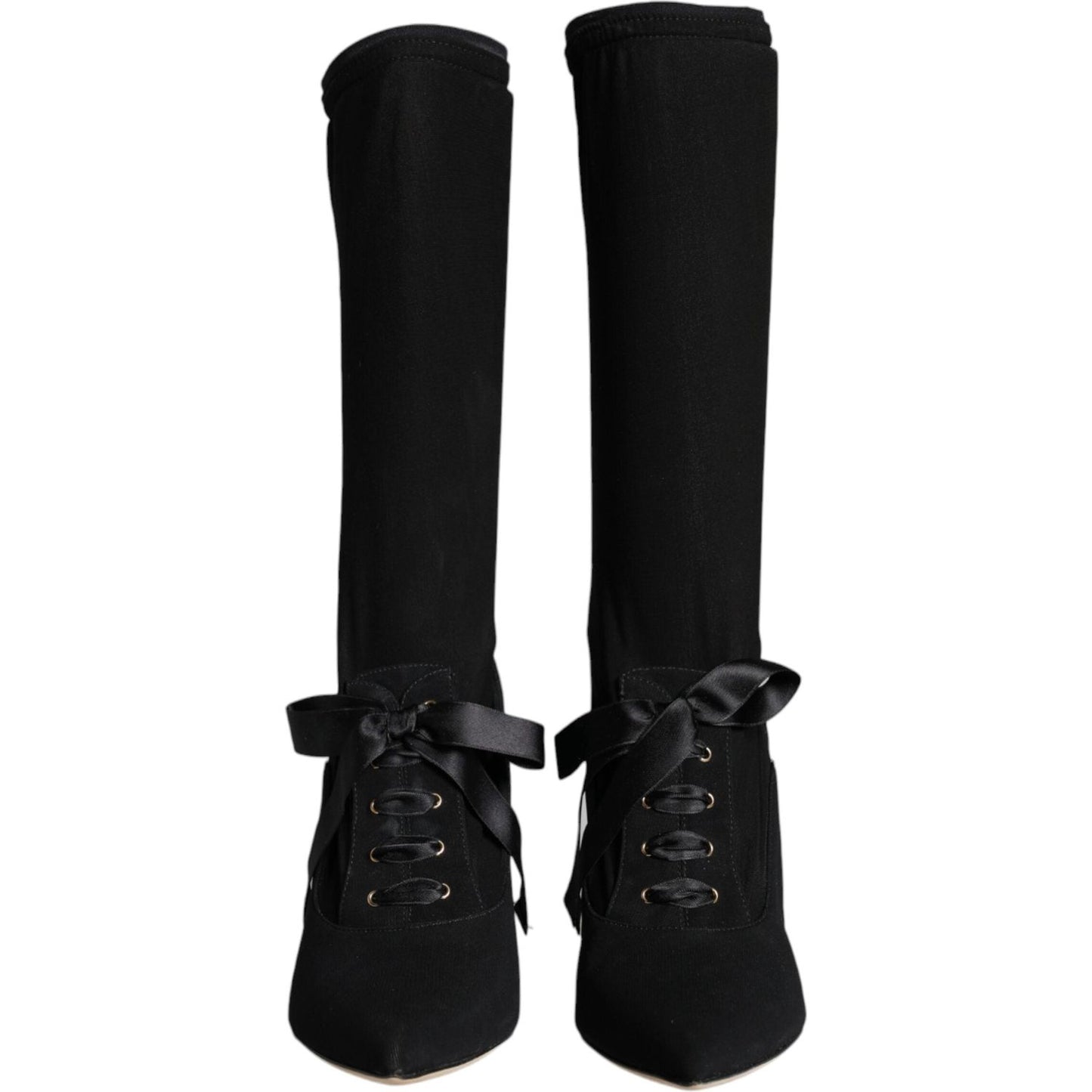 Dolce & Gabbana Black Stiletto Heels Mid Calf Boots Shoes Dolce & Gabbana Black