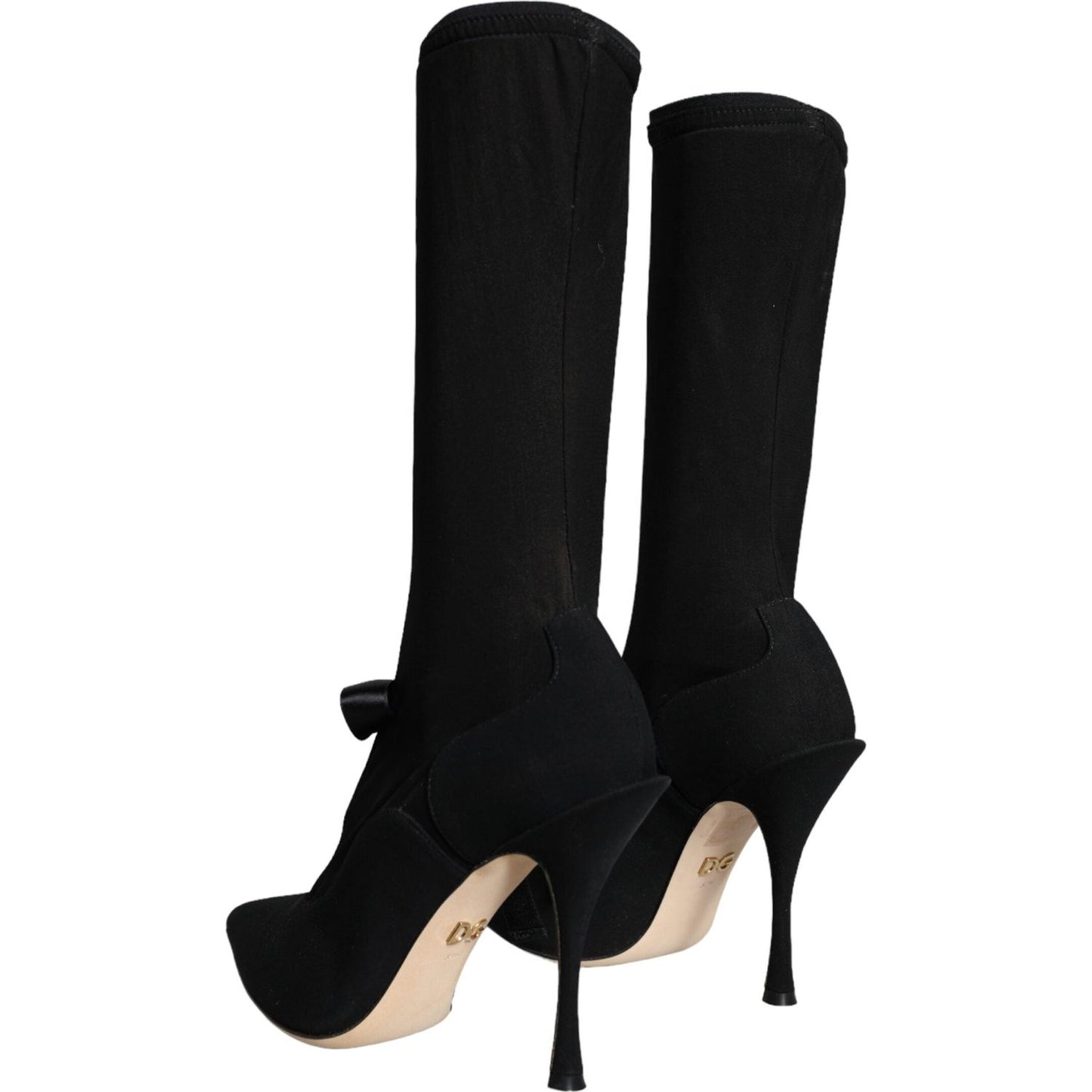 Dolce & Gabbana Black Stiletto Heels Mid Calf Boots Shoes Dolce & Gabbana Black